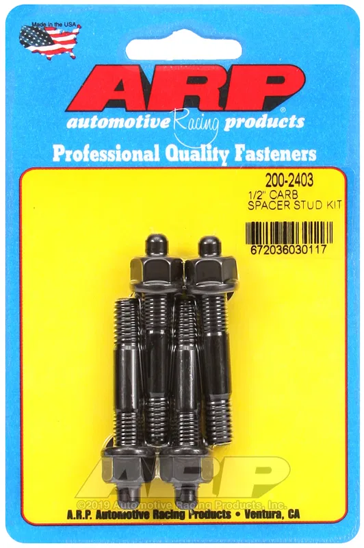 200-2403 – ARP Carburetor Stud Kit, For Use With 1/2 Inch Spacer 5/16 Inch Diameter 2.225 Inch Overall Length Black O...